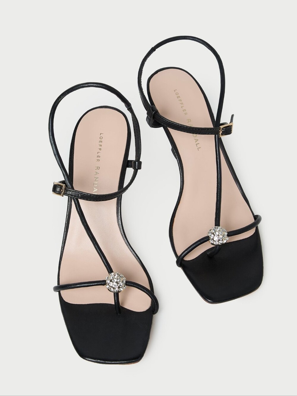 Loeffler Randall Triana Black/Crystal Mid-Heel Sandals